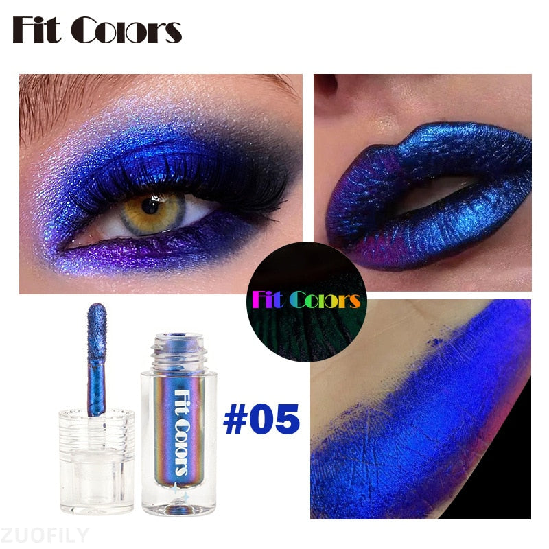 6 Color Shiny Metallic Glossy Face Decorating Liquid Eyeshadow Lipgloss Metallic Lipstick Optical Chameleons Eye Glitter Pigment