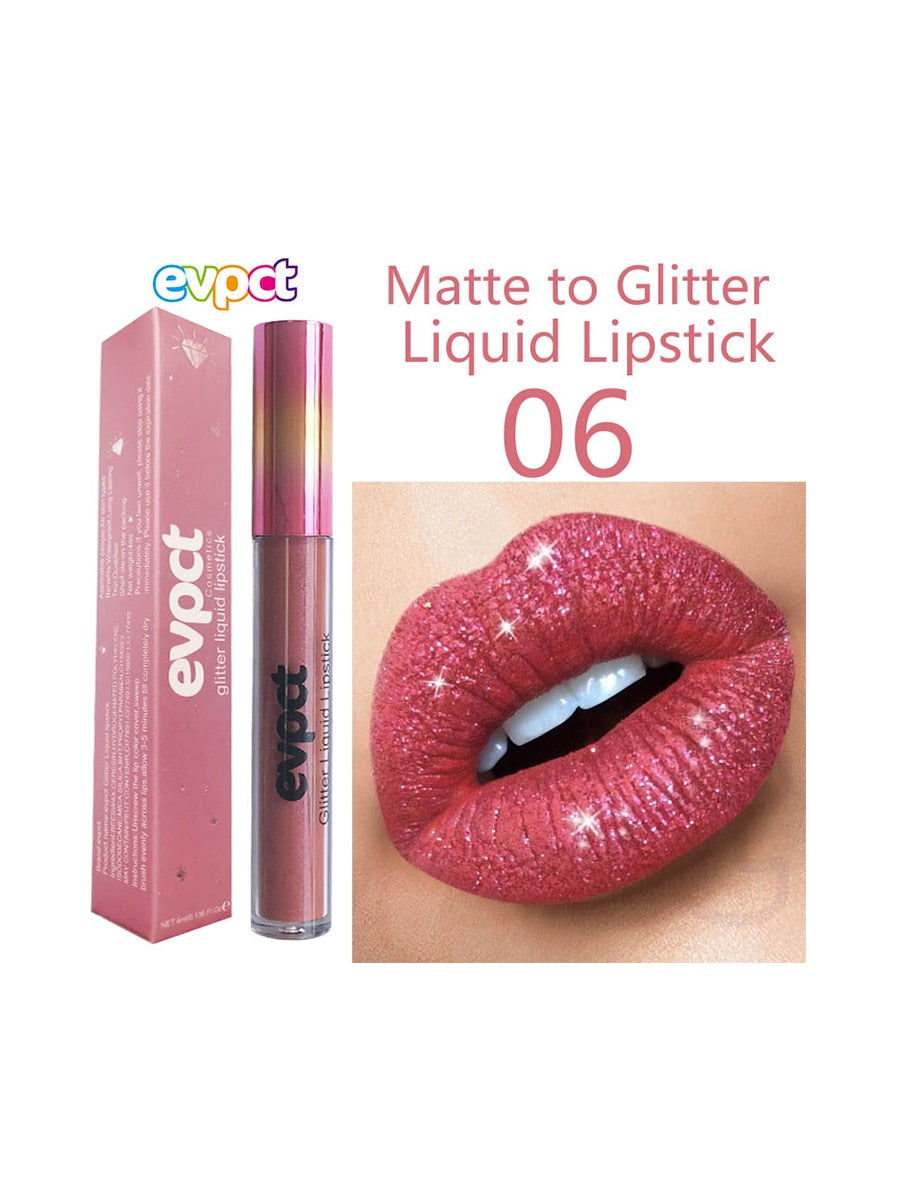 Matte Glitter Liquid Lipstick - 18 Colors of Waterproof Diamond Shimmer and Pearl Lip Gloss for a Sexy Makeover