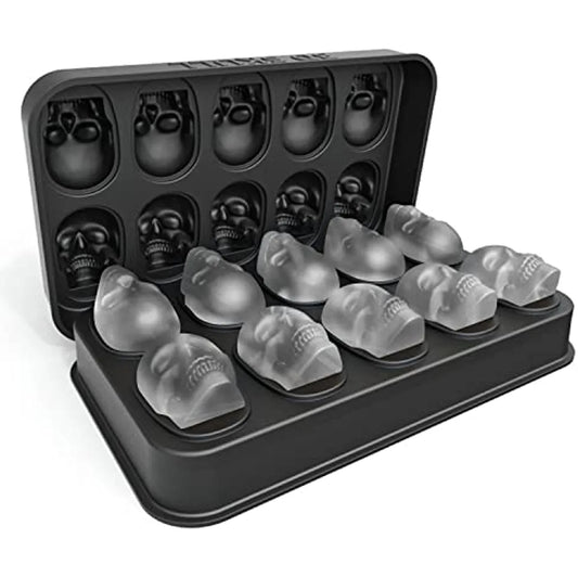 Skulltastic Ice Machine Mold - 10-Cavity Skull Cube Tray with Funnel - Silicone Skull Baking and Chocolate Mold