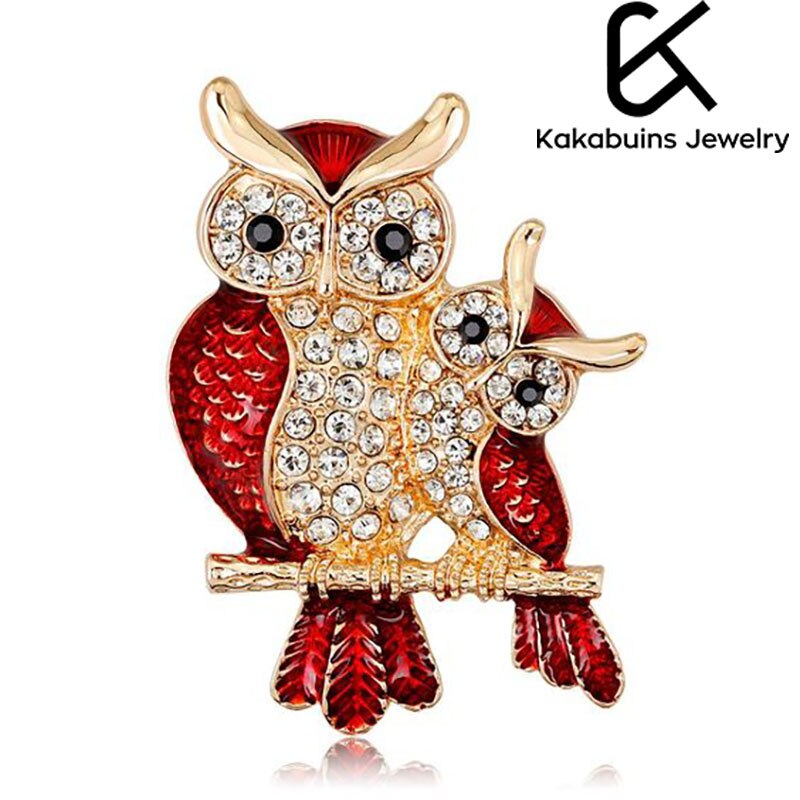 Luxurious Red Zircon Owl Mother-Child Pendant Necklace for Women - Elegant and Adorable Jewelry Accessory