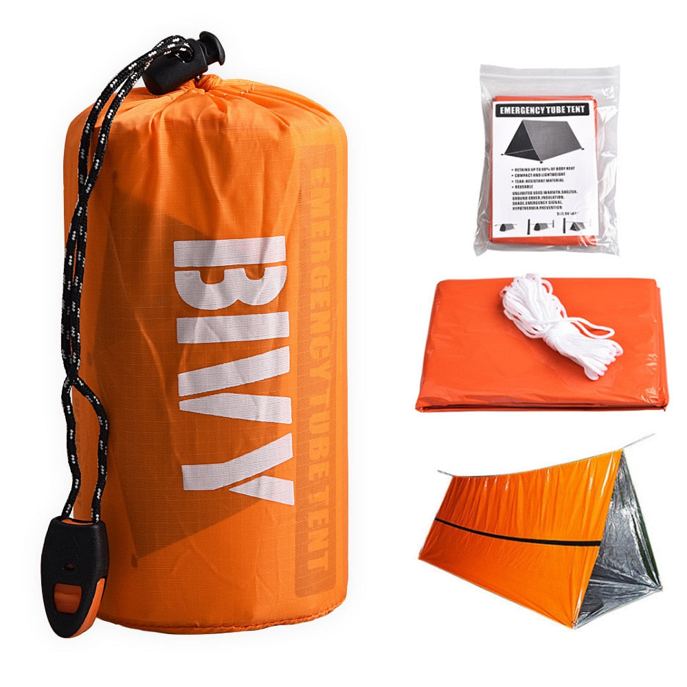 Emergency Shelter Survival Tent Kit Thermal Blanket SOS Sleeping Bag Waterproof for 2 person