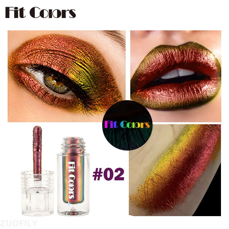 6 Color Shiny Metallic Glossy Face Decorating Liquid Eyeshadow Lipgloss Metallic Lipstick Optical Chameleons Eye Glitter Pigment