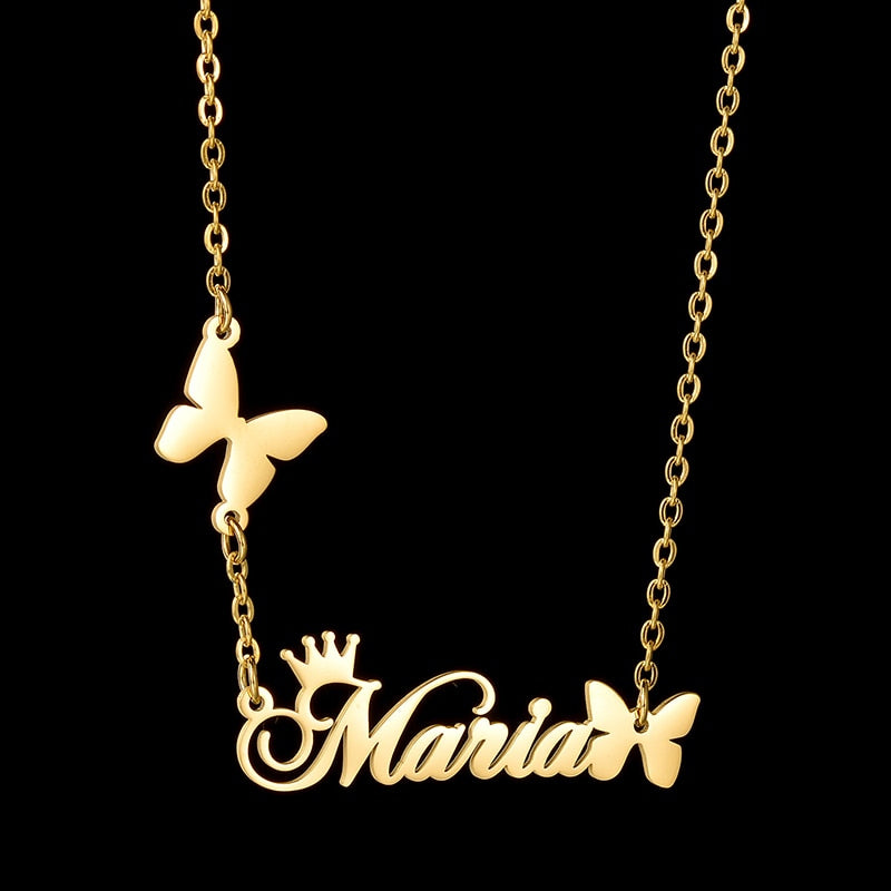 Custom Name Butterfly Necklace: Personalized Nameplate Pendant for Women - Thoughtful Party Jewelry Gift for Mom, Friend, or Lover