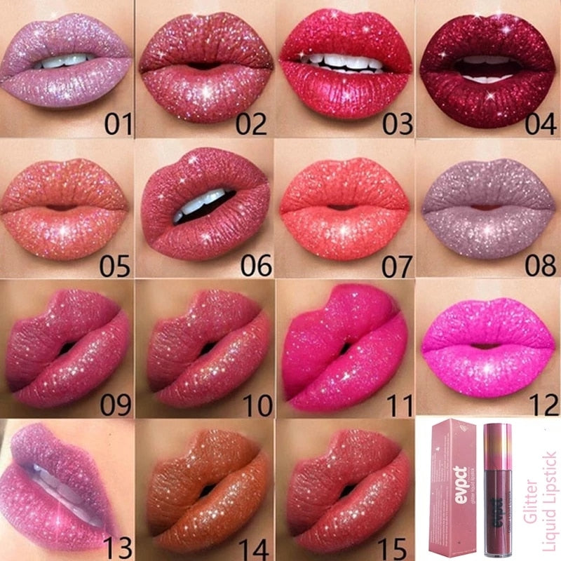 Matte Glitter Liquid Lipstick - 18 Colors of Waterproof Diamond Shimmer and Pearl Lip Gloss for a Sexy Makeover