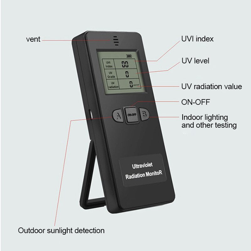 Digital Ultraviolet Radiation Detector UV UVI Meter With Temperature Display