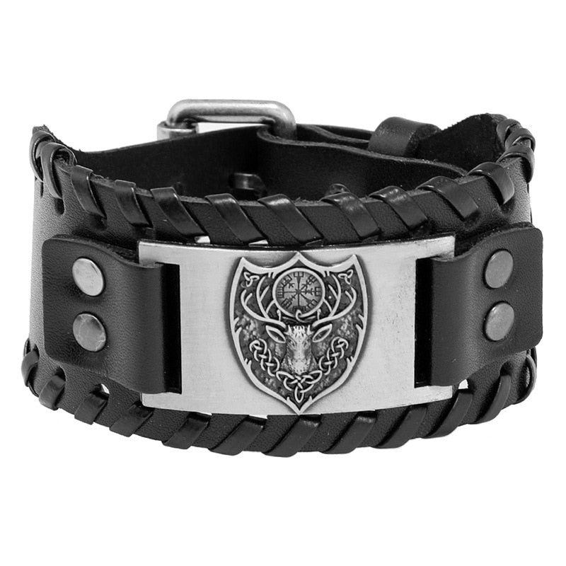 Trendy Viking Weave Leather Bracelet - Stylish Woven Jewelry Accessory for Fashionable Parties and Gifts