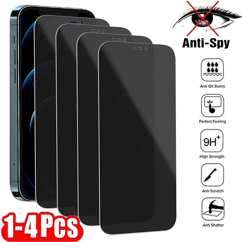 Privacy-Focused Tempered Glass Screen Protectors for iPhone 11, 12, 13, 14 Pro MAX, XS, XR, X, 7, 8, and More (1-4 Pcs)