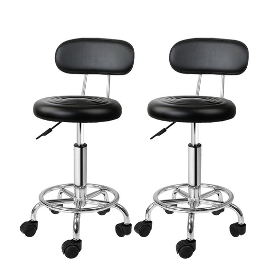 Artiss 2X Salon Stool Swivel Backrest Chair Barber Hairdressing Hydraulic Height