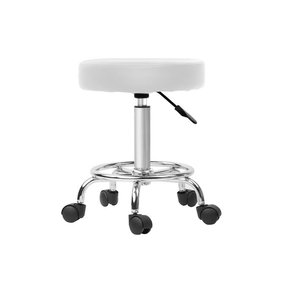 Artiss Round Chair Stools Salon Stool White Swivel Beauty Barber Hairdressing