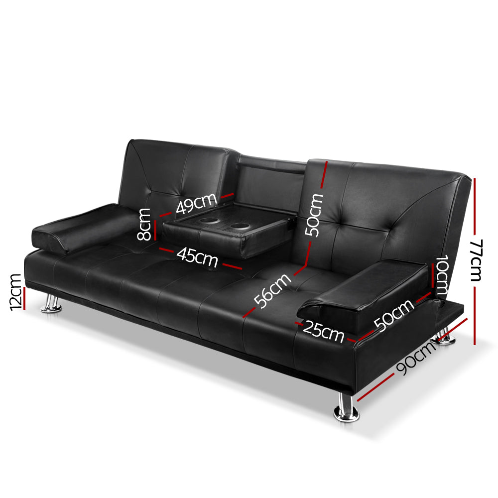 Convertible Leather Sofa Bed 3 Seater