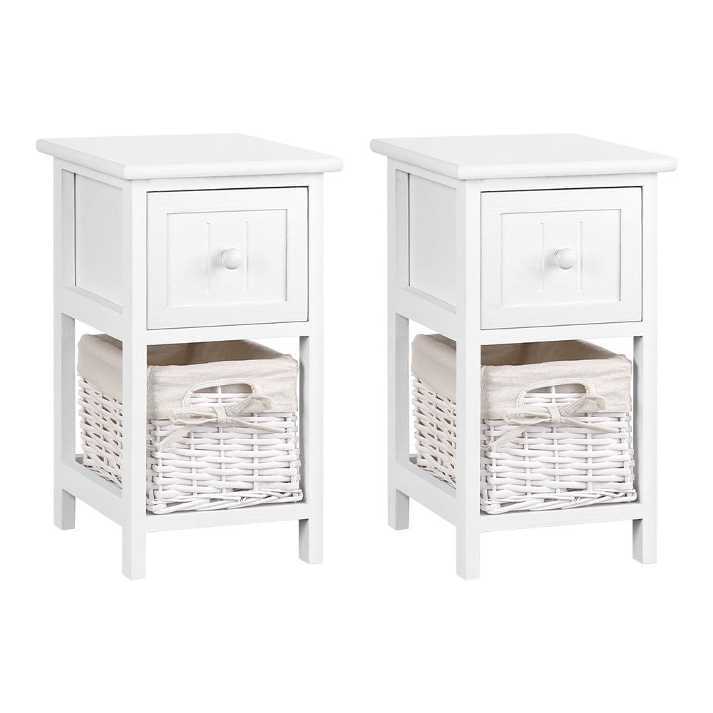 2 PCS Artiss Bedside Table - White