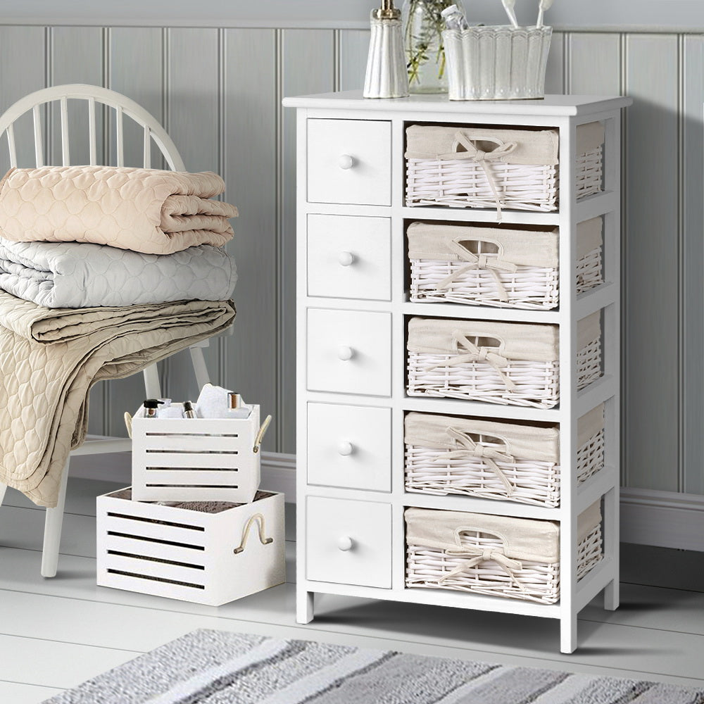 Artiss 5 Basket Storage Drawers - White