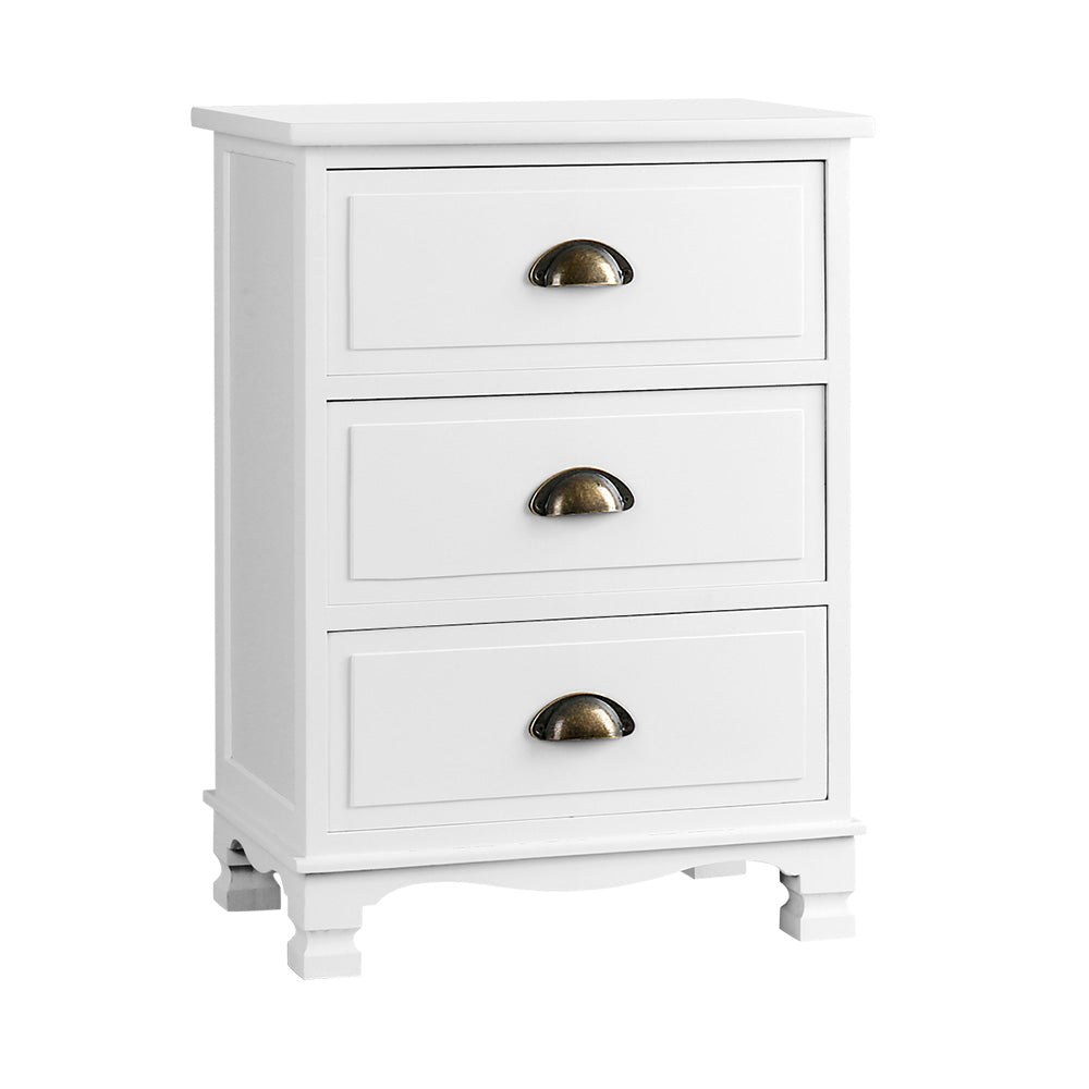 Artiss Vintage Bedside Table Chest Storage Cabinet Nightstand White