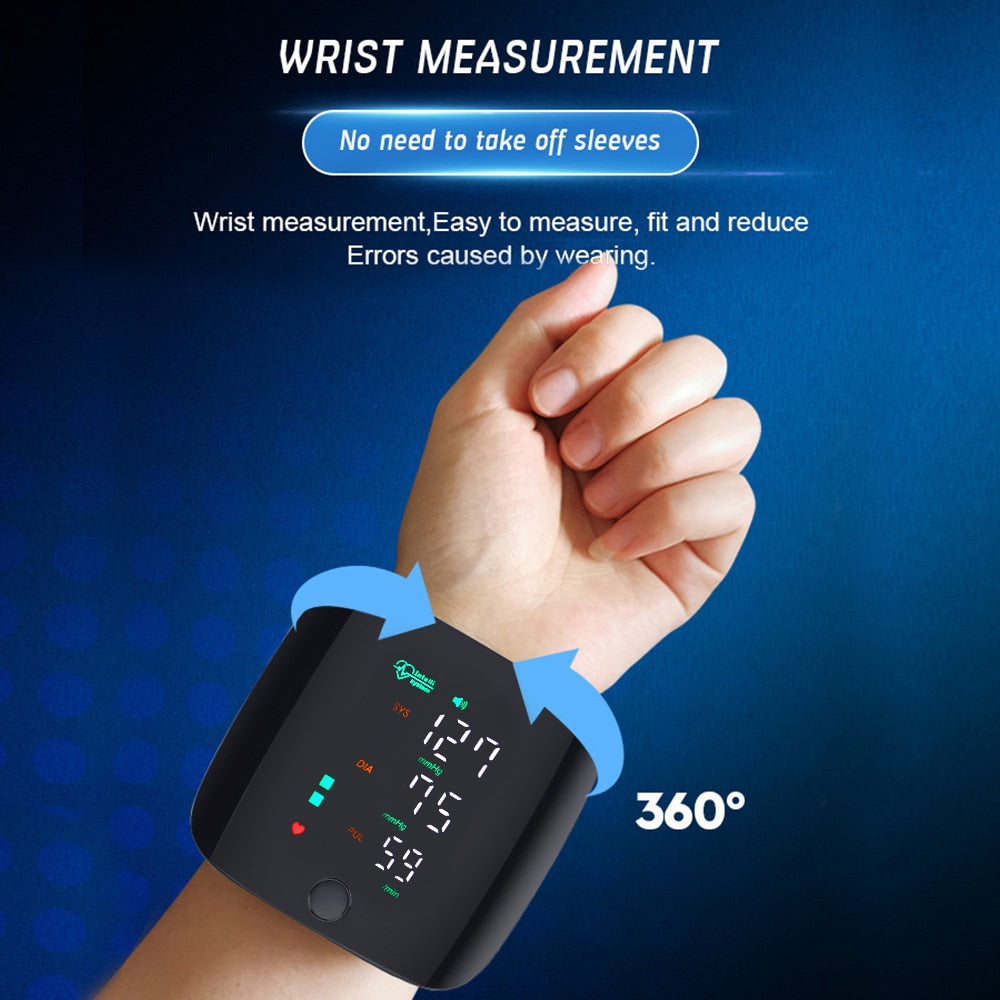 Rechargeable Smart Touch LCD Screen Voice Wrist Blood Pressure Monitor Digital Automatic Tonometer Heart Rate Sphygmomanometer