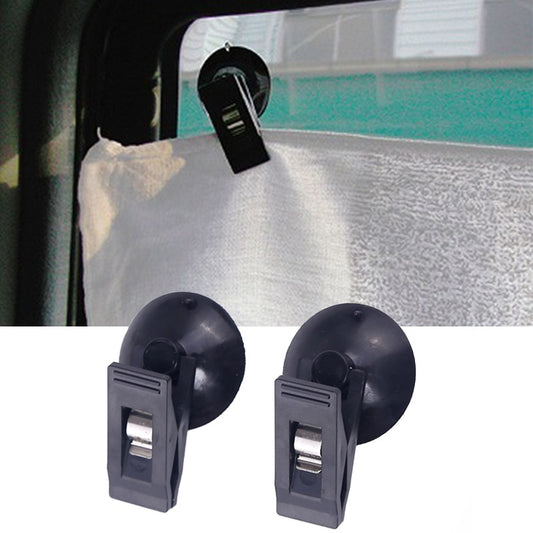 Black Suction Cap Clips for Car Interior: Secure and Removable Sunshade, Curtain, Towel, and Ticket Holder