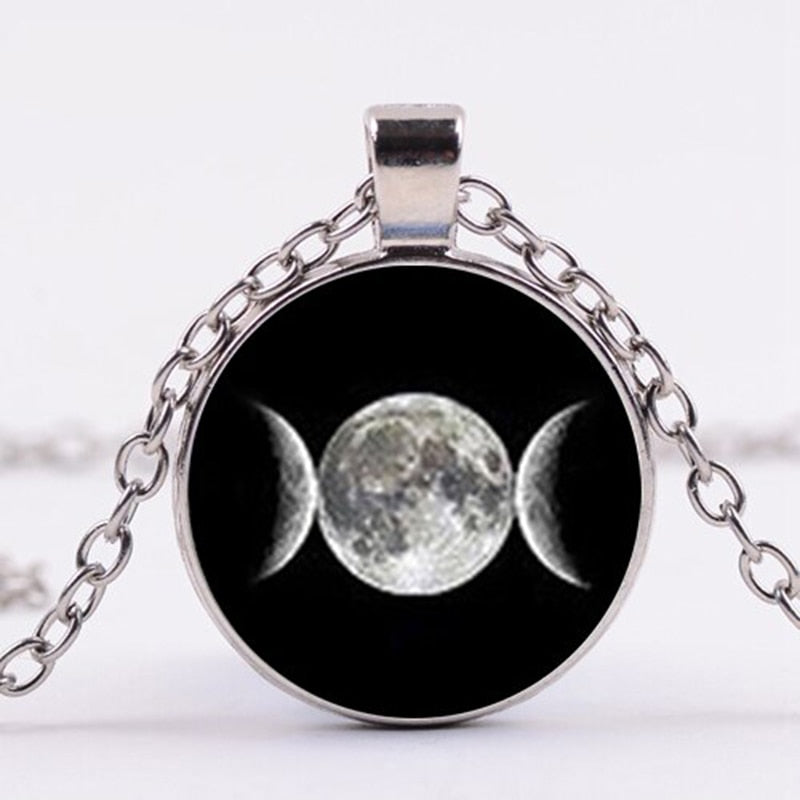 Triple Moon Goddess Wicca Pendant Necklace