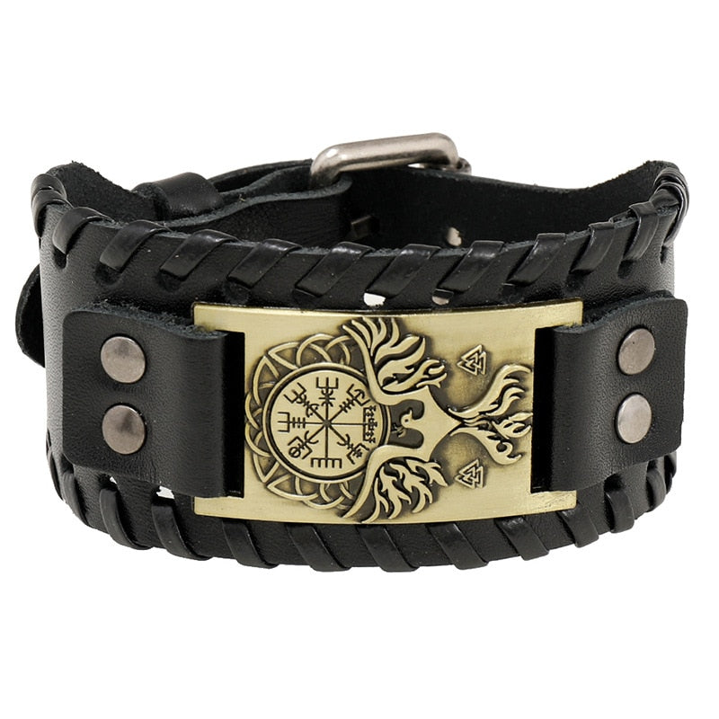 Trendy Viking Weave Leather Bracelet - Stylish Woven Jewelry Accessory for Fashionable Parties and Gifts