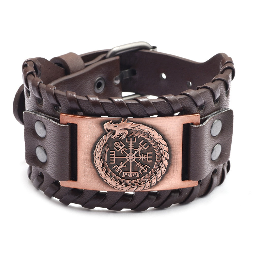 Trendy Viking Weave Leather Bracelet - Stylish Woven Jewelry Accessory for Fashionable Parties and Gifts