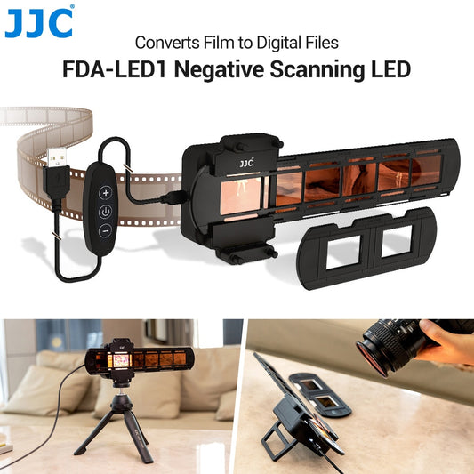 JJC Film Scanner Kit with LED Light for Scanning Negatives, 35mm Film Strip and Slide Holder, Digital Converter for Photo Copying