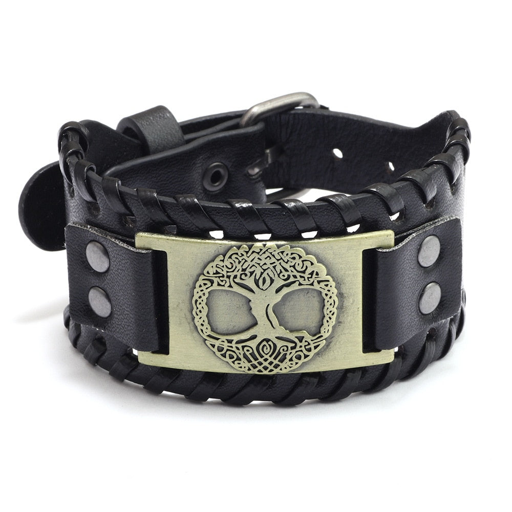 Trendy Viking Weave Leather Bracelet - Stylish Woven Jewelry Accessory for Fashionable Parties and Gifts