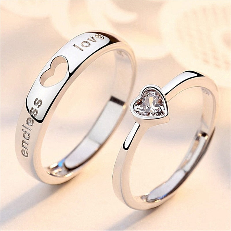 Forever Love Promise Rings Set for Couples - Punk Style Heartbeat ECG Design in Black and White - Ideal Wedding or Valentine's Day Gift for Men and Women