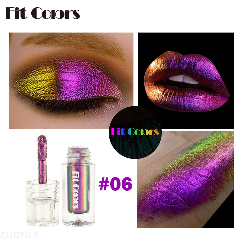 6 Color Shiny Metallic Glossy Face Decorating Liquid Eyeshadow Lipgloss Metallic Lipstick Optical Chameleons Eye Glitter Pigment