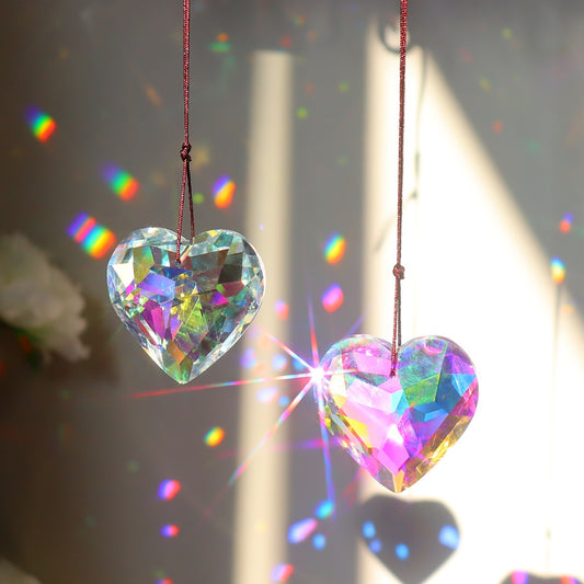 Love Heart Crystal Pendant Wind Chime - Radiate Love and Harmony with Sun Catchers and Rainbow ChaserChime