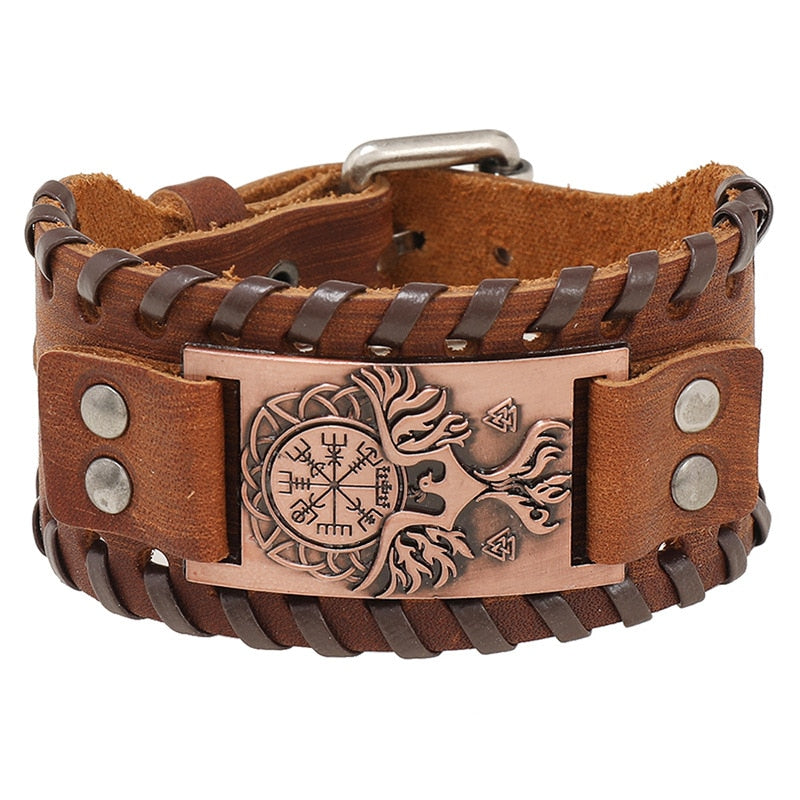 Trendy Viking Weave Leather Bracelet - Stylish Woven Jewelry Accessory for Fashionable Parties and Gifts