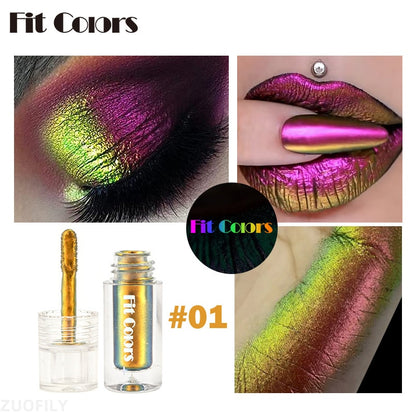 6 Color Shiny Metallic Glossy Face Decorating Liquid Eyeshadow Lipgloss Metallic Lipstick Optical Chameleons Eye Glitter Pigment