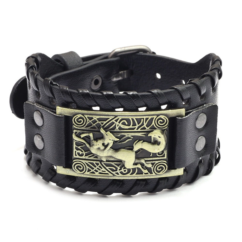 Trendy Viking Weave Leather Bracelet - Stylish Woven Jewelry Accessory for Fashionable Parties and Gifts