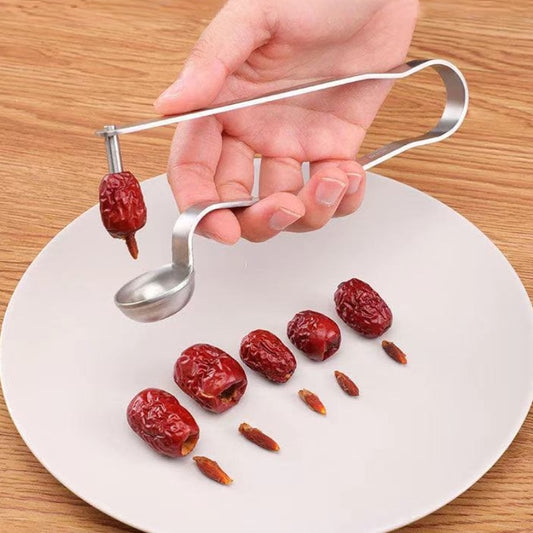 Stainless Steel Multi-Purpose Jujube Seed Remover and Cherry Pit Extractor for Household and Kitchen Use.