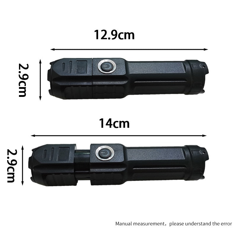 Telescopic Zoom USB Rechargeable Flashlight with Strong Light and Long-Range Flood Outdoor Lighting