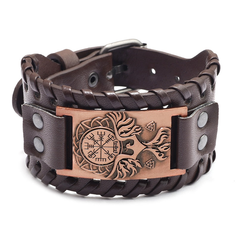 Trendy Viking Weave Leather Bracelet - Stylish Woven Jewelry Accessory for Fashionable Parties and Gifts