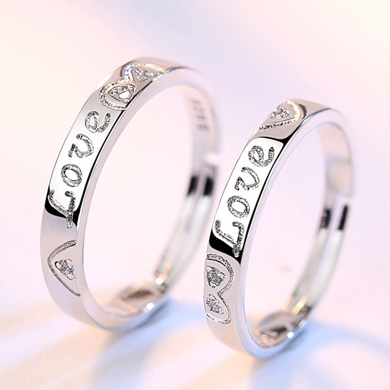 Forever Love Promise Rings Set for Couples - Punk Style Heartbeat ECG Design in Black and White - Ideal Wedding or Valentine's Day Gift for Men and Women