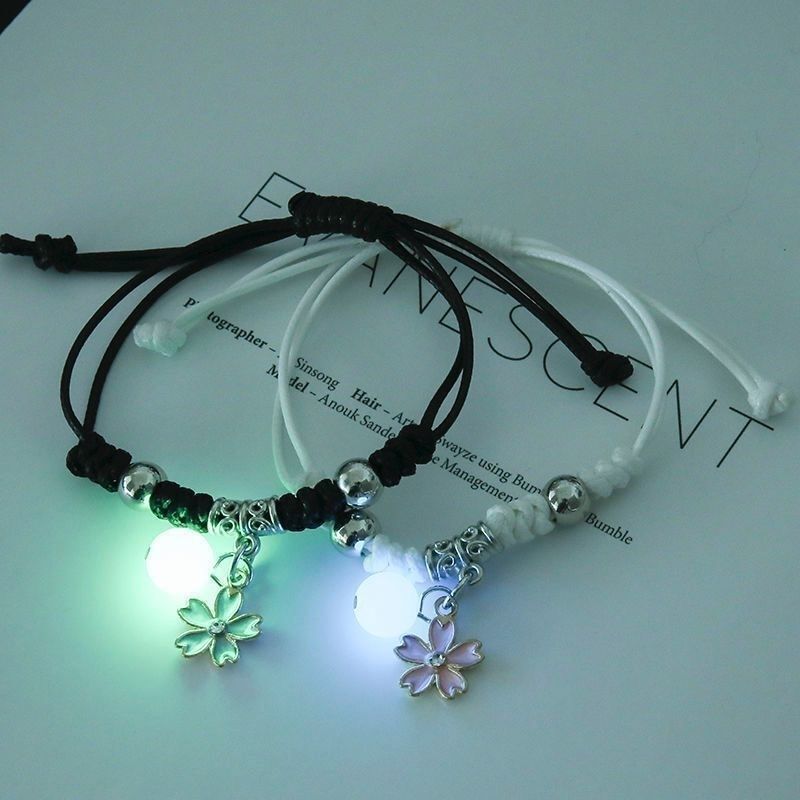 Handmade Adjustable Rope Luminous Star Moon Bracelet Set for Couples and Friends