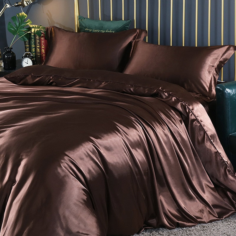 Luxury High-end Mulberry Silk-blending Fabric Fitted Bed Sheet Set