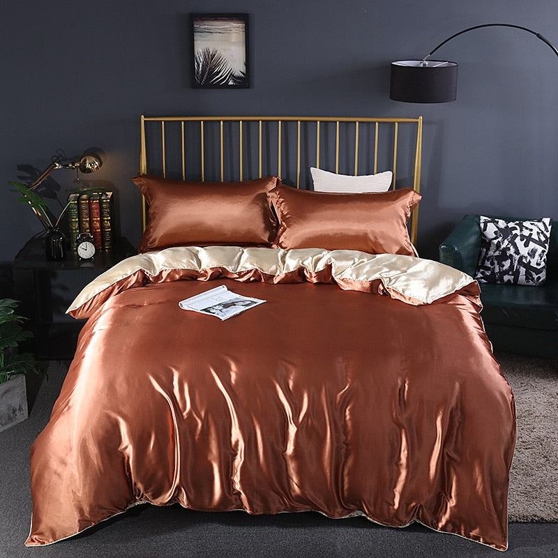 Luxury High-end Mulberry Silk-blending Fabric Fitted Bed Sheet Set