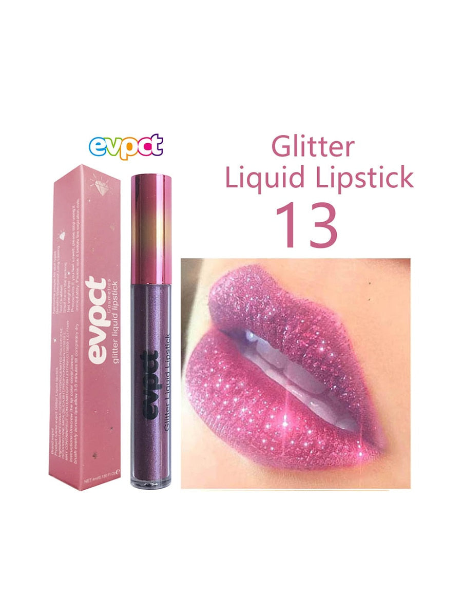 Matte Glitter Liquid Lipstick - 18 Colors of Waterproof Diamond Shimmer and Pearl Lip Gloss for a Sexy Makeover