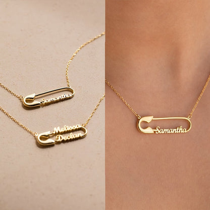 Personalized Double Name Paper Clip Pendant Necklace: Custom Gold Chains Stainless Steel Jewelry Gift for Women