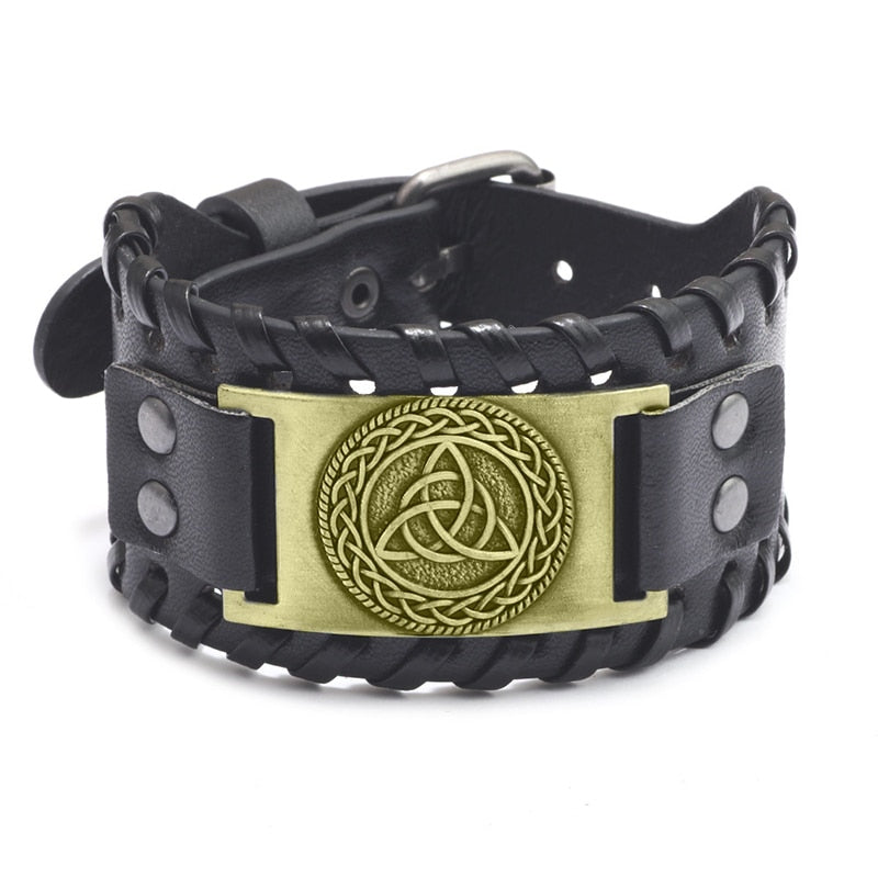 Trendy Viking Weave Leather Bracelet - Stylish Woven Jewelry Accessory for Fashionable Parties and Gifts