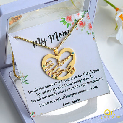 Mom's Love Treasures: Personalized Birthstone Heart Necklace