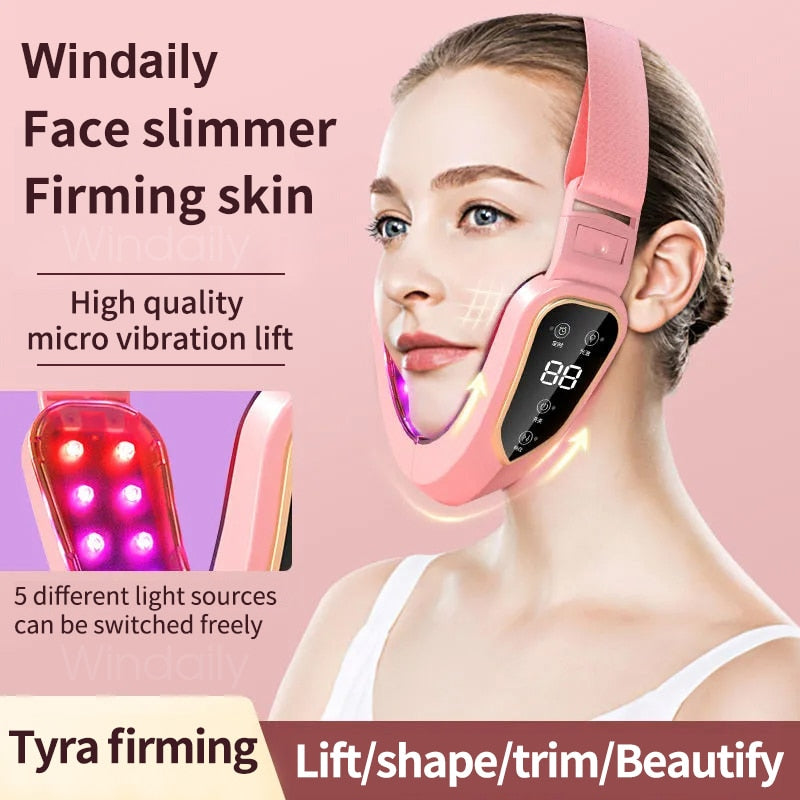 Facial Lifting and Slimming Massager with LED Photon Therapy, Vibration, and a Double Chin and Cheek Lift Design