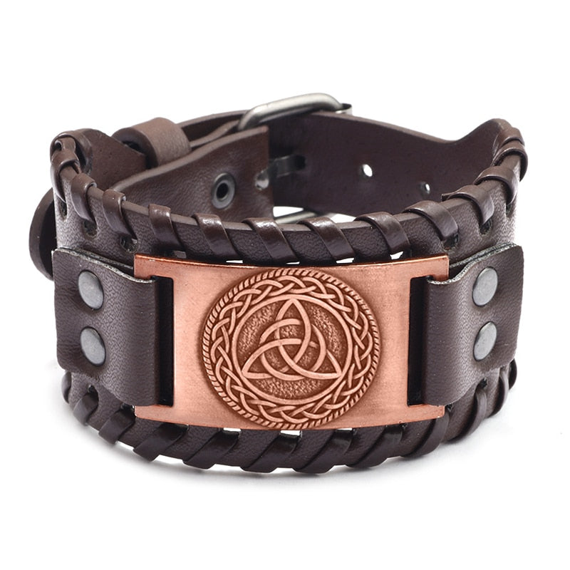 Trendy Viking Weave Leather Bracelet - Stylish Woven Jewelry Accessory for Fashionable Parties and Gifts