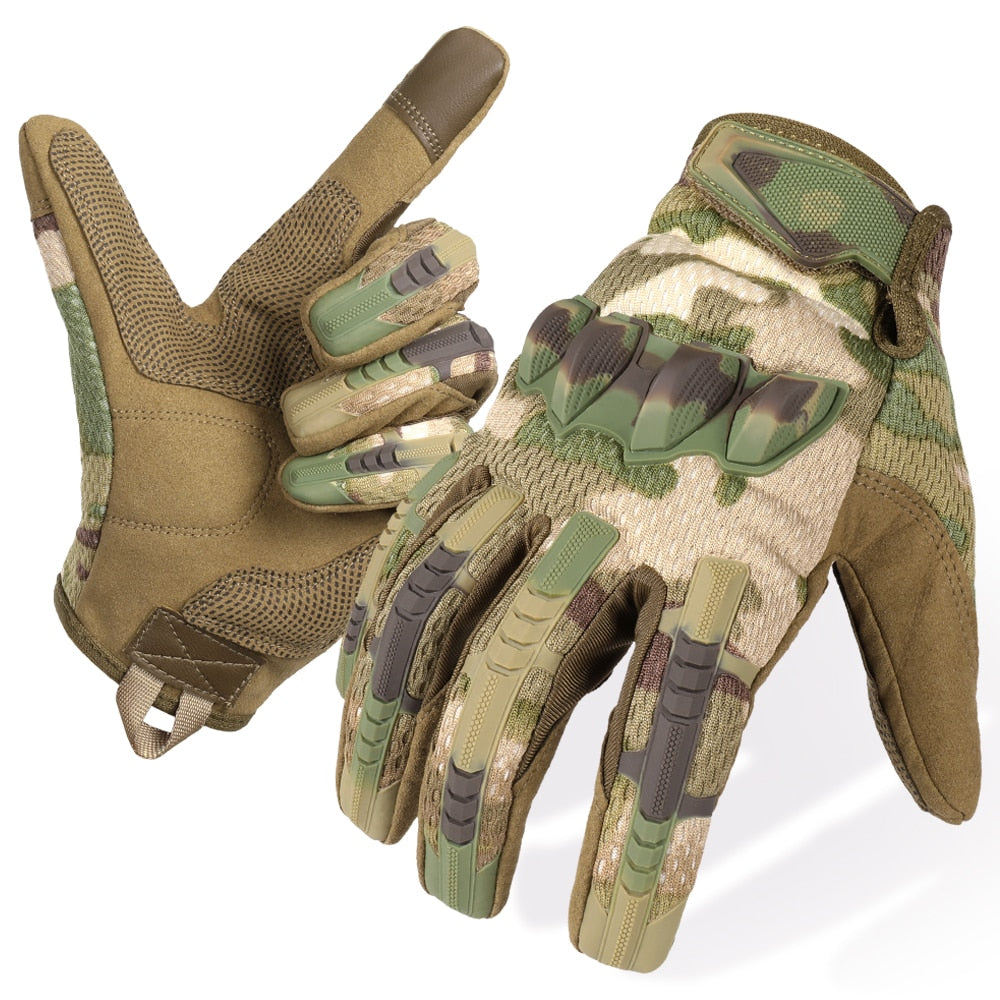 Tactical Military Full-Fingered Touchscreen Rubber Protective Gloves