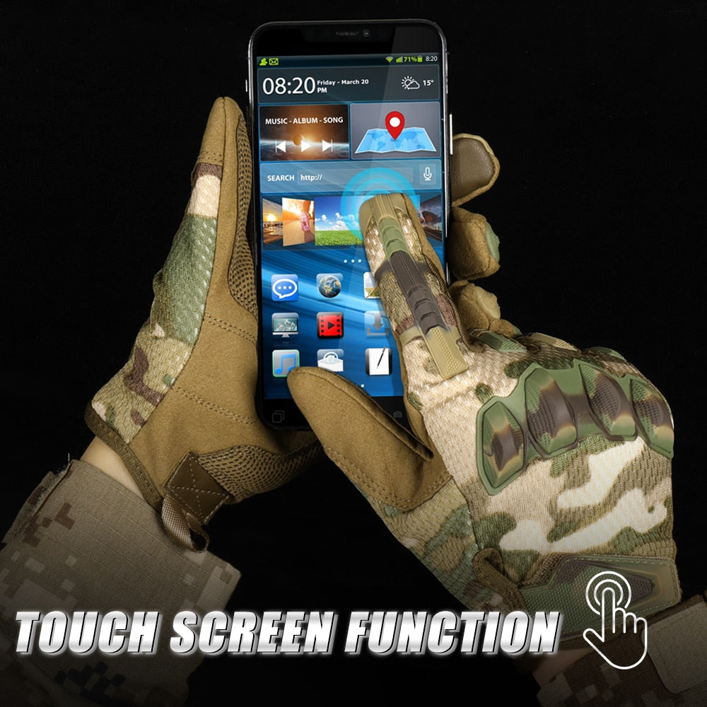 Tactical Military Full-Fingered Touchscreen Rubber Protective Gloves