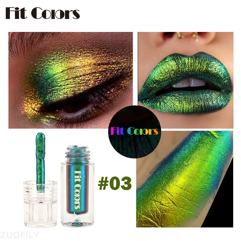 6 Color Shiny Metallic Glossy Face Decorating Liquid Eyeshadow Lipgloss Metallic Lipstick Optical Chameleons Eye Glitter Pigment