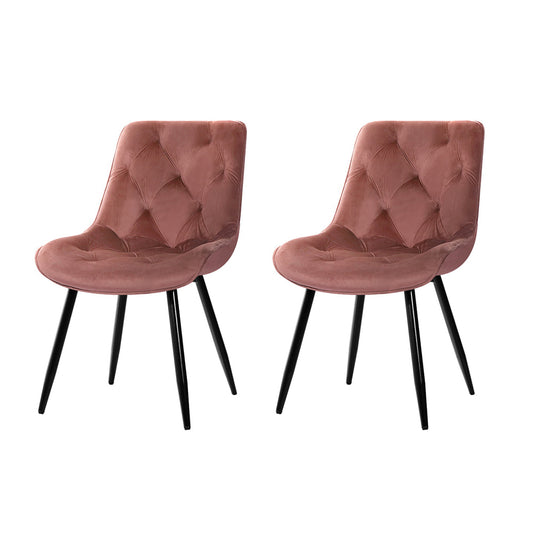 Artiss Set of 2 Starlyn Dining Chairs Kitchen Chairs Velvet Padded Seat Pink