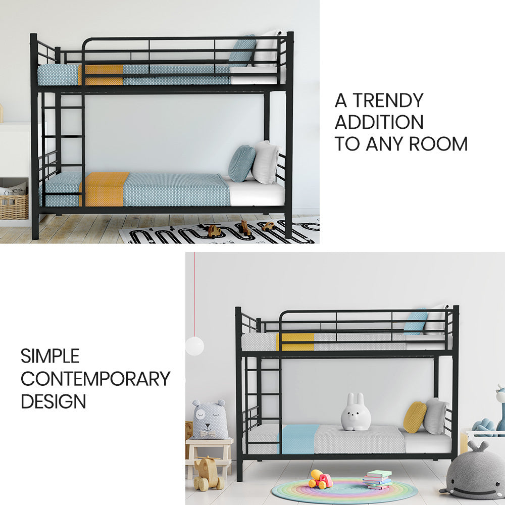 Kingston Slumber 2in1 King Single Metal Bunk Bed Frame, with Modular Design, Dark Matte Grey