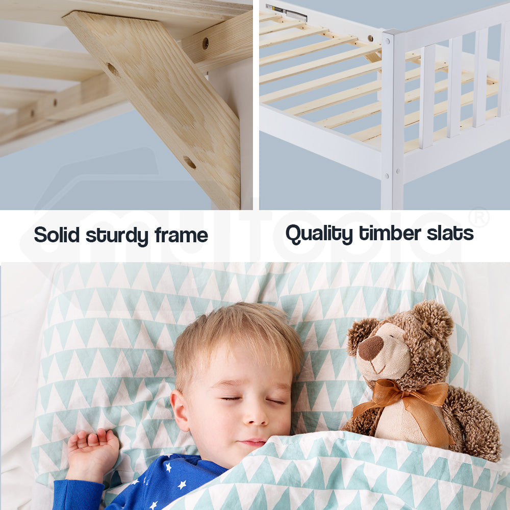 Kingston Slumber Single Bed Frame With Mattress White Girls Wooden Timber Adults Boys Slat Modern