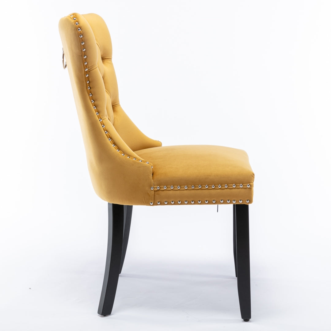 2x Velvet Dining Chairs -Gold